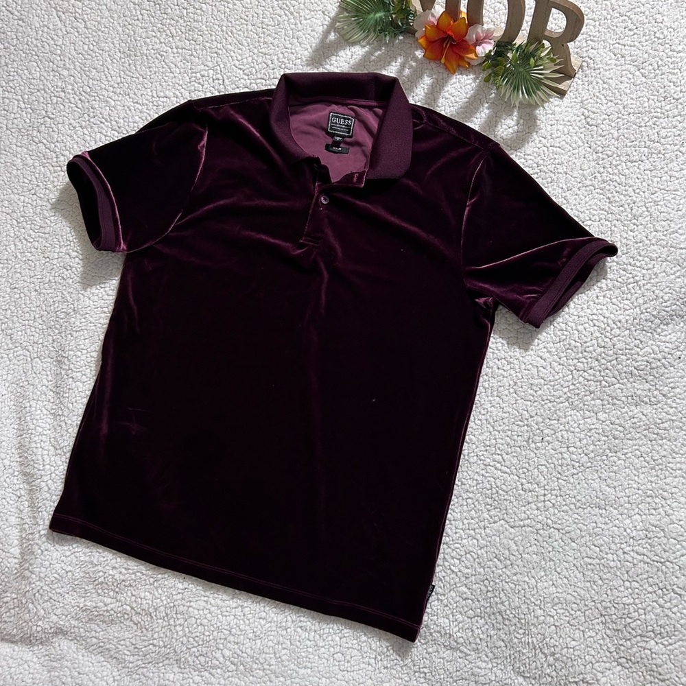 Men's Velvet Polo Shirt - Dark Purple